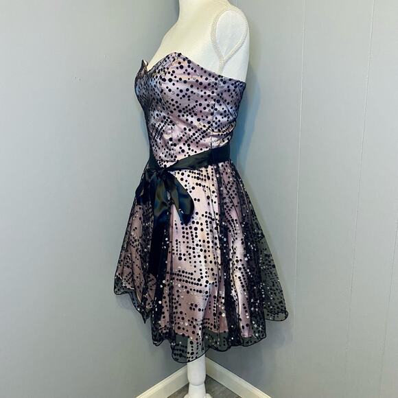 Masquerade Pink & Black Polka Dot Formal Dress - Picture 5 of 12